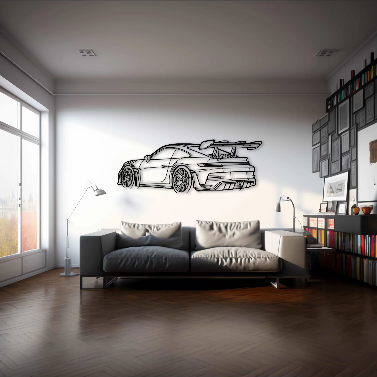 Porsche 911 (992) GT3 RS Back Angle Metal Wall Art - DopeCars