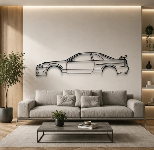Nissan R34 Metal Wall Art - DopeCars