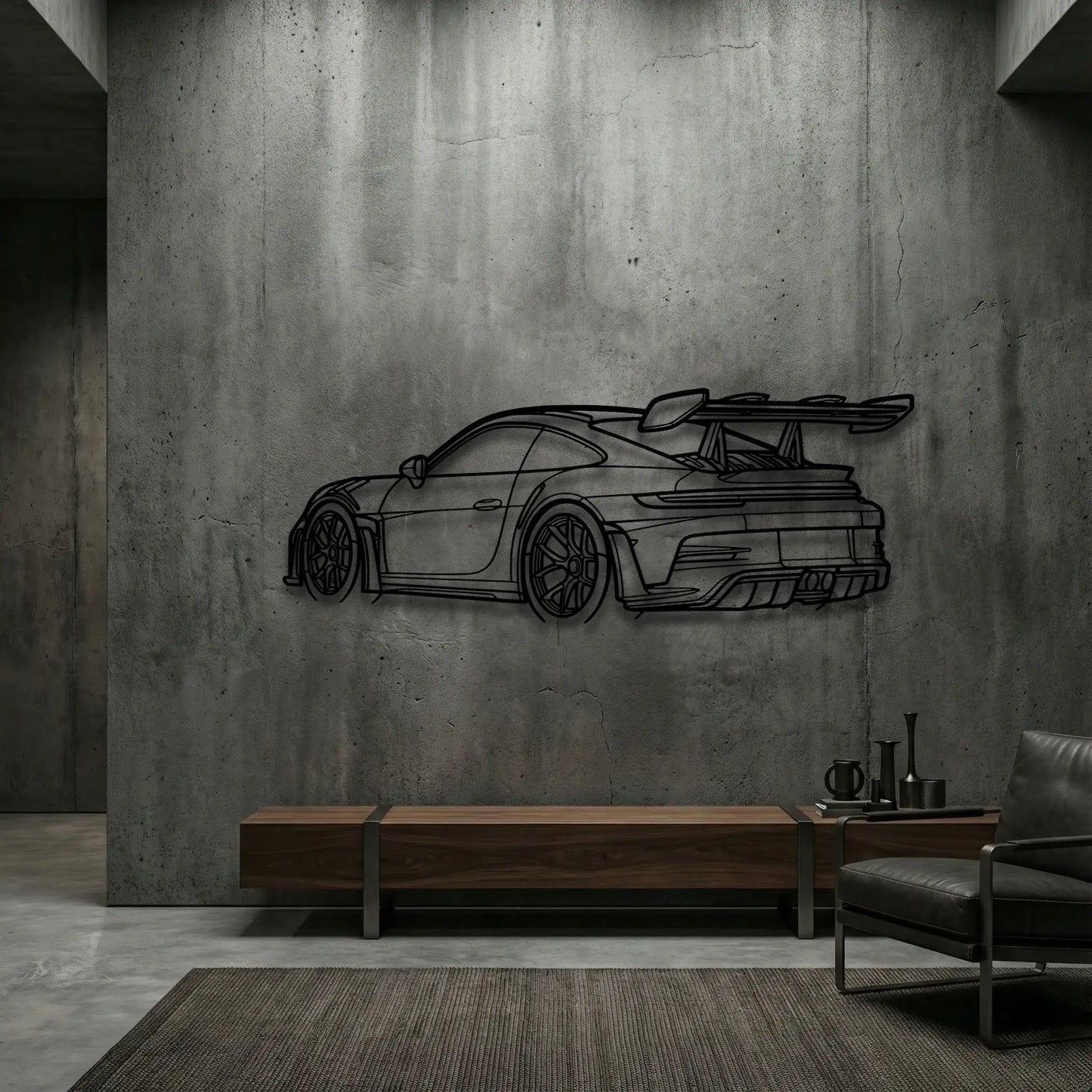 Porsche 911 (992) GT3 RS Back Angle Metal Wall Art