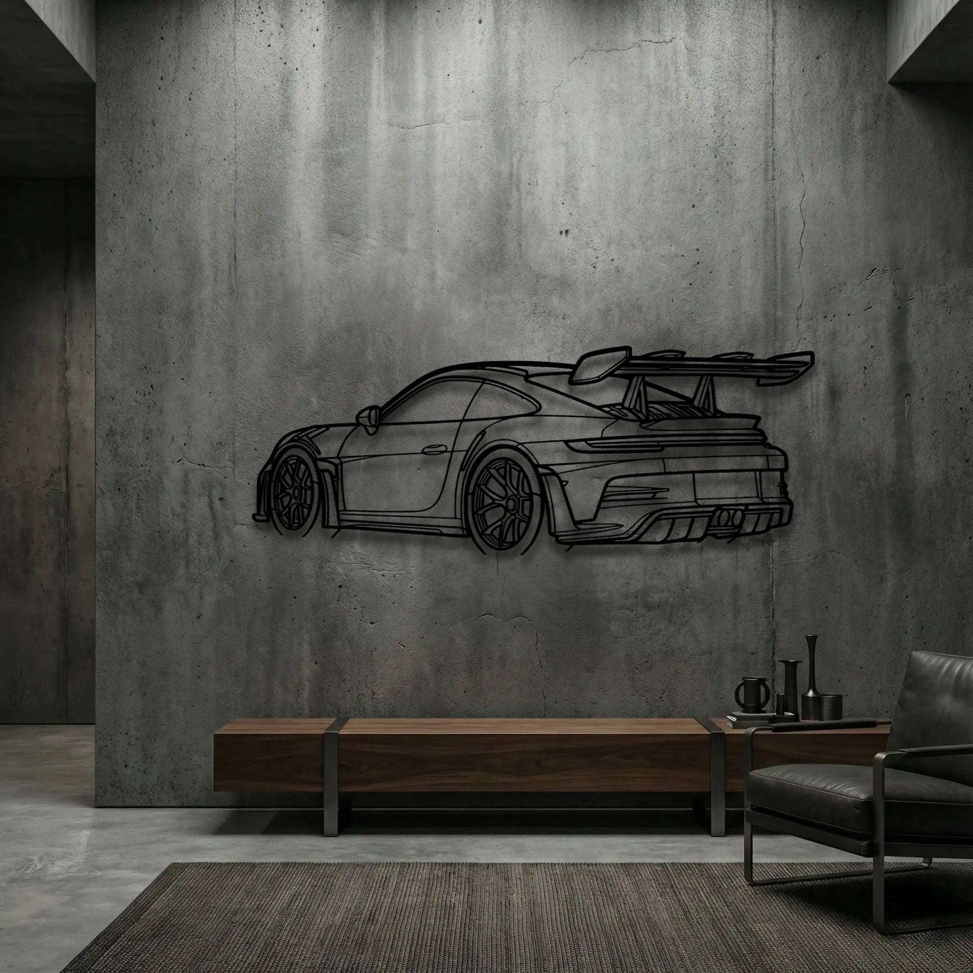 Porsche 911 (992) GT3 RS Back Angle Metal Wall Art