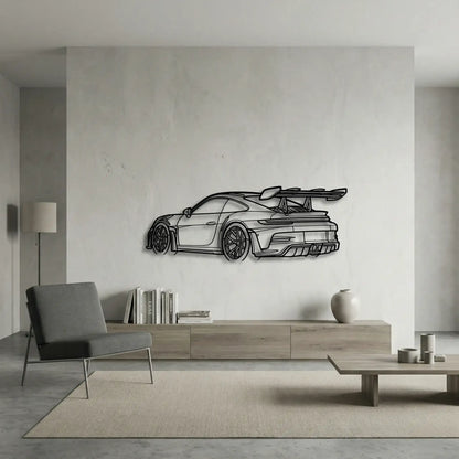 Porsche 911 (992) GT3 RS Back Angle Metal Wall Art