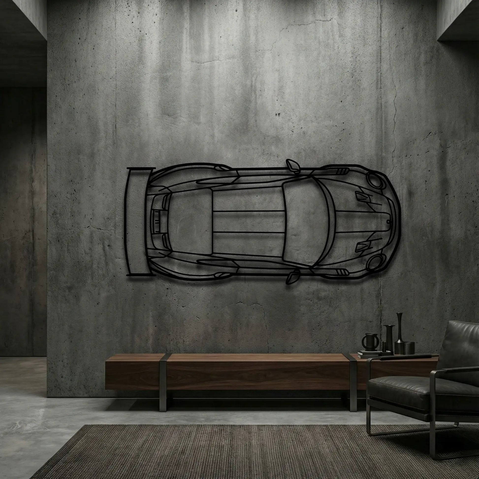 Porsche 911 GT2 RS Top View Metal Wall Art