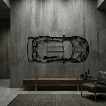 Porsche 911 GT2 RS Top View Metal Wall Art