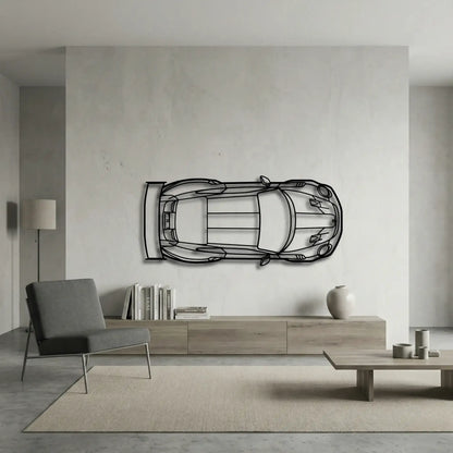 Porsche 911 GT2 RS Top View Metal Wall Art