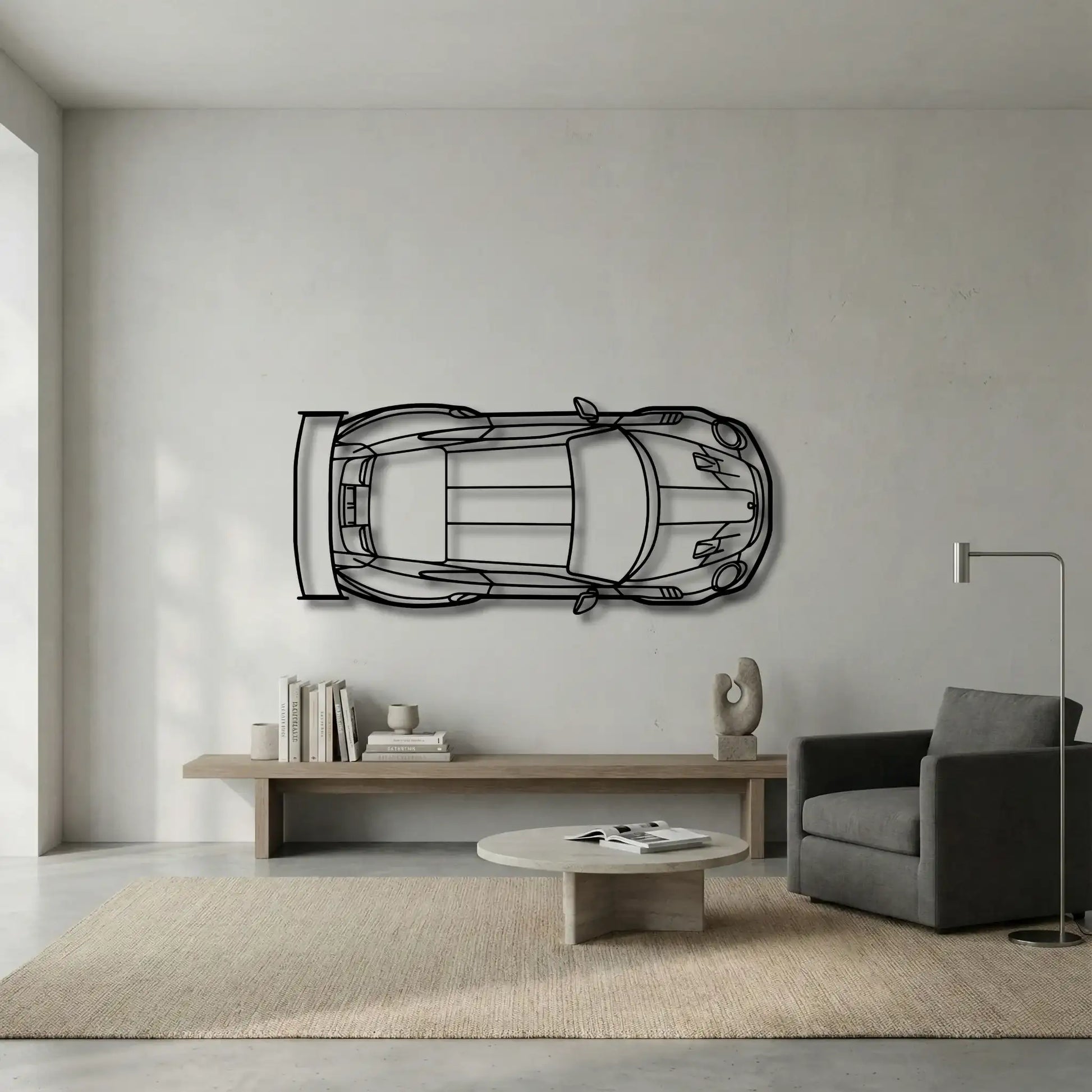 Porsche 911 GT2 RS Top View Metal Wall Art