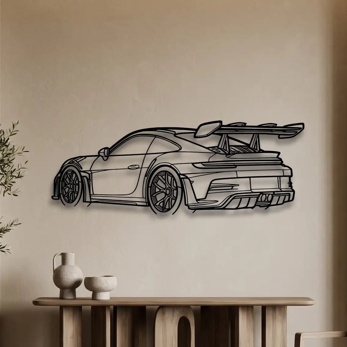 Porsche 911 (992) GT3 RS Back Angle Metal Wall Art - DopeCars
