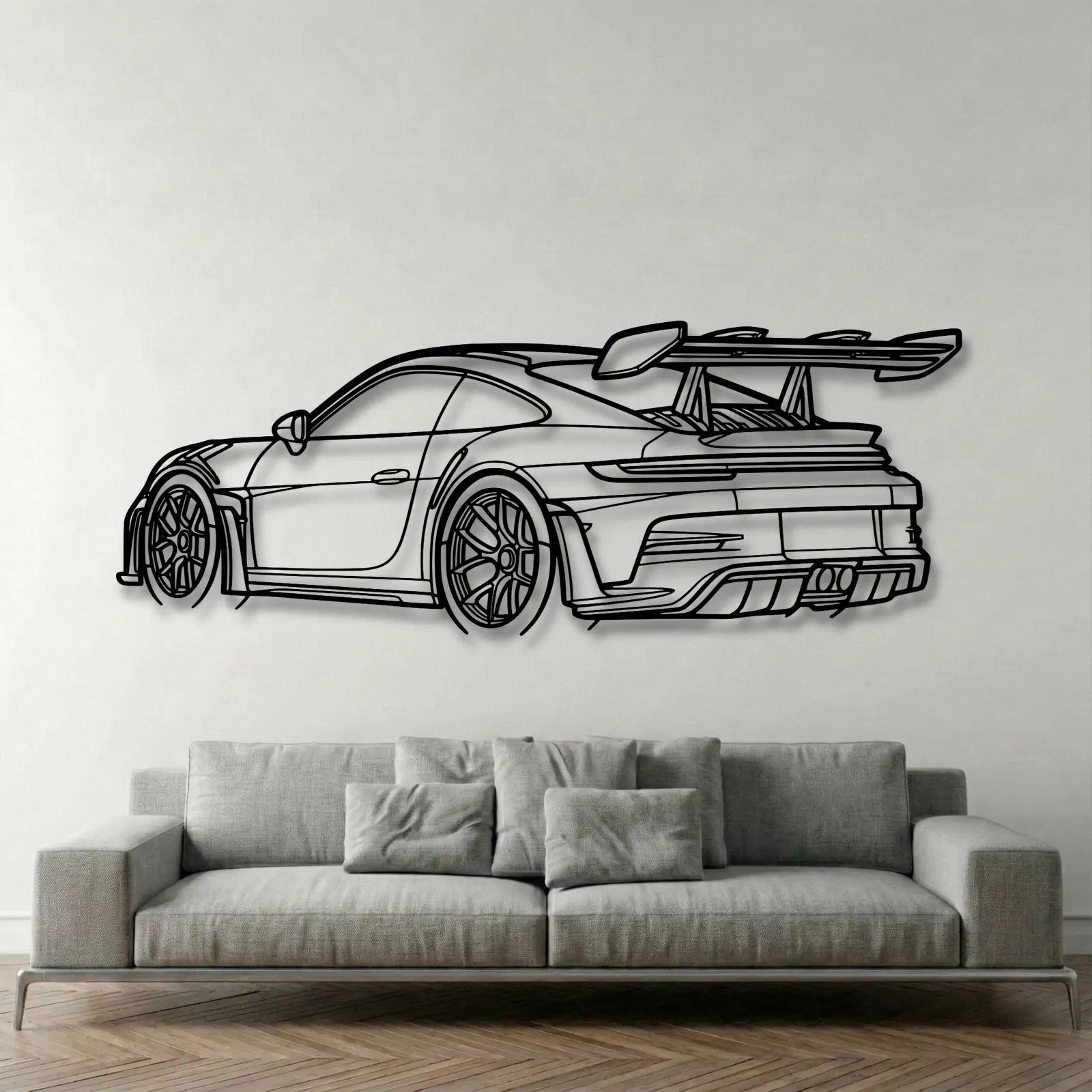 Porsche 911 (992) GT3 RS Back Angle Metal Wall Art - DopeCars
