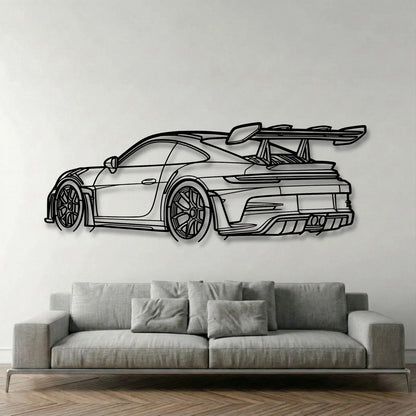 Porsche 911 (992) GT3 RS Back Angle Metal Wall Art - DopeCars