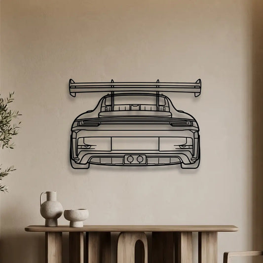 Porsche 911 (992) GT3 RS Back Metal Wall Art - DopeCars
