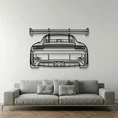 Porsche 911 (992) GT3 RS Back Metal Wall Art - DopeCars