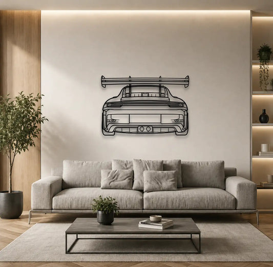 Porsche 911 (992) GT3 RS Back Metal Wall Art - DopeCars