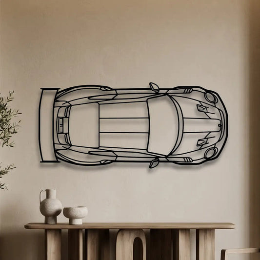 Porsche 911 GT2 RS Top View Metal Wall Art - DopeCars