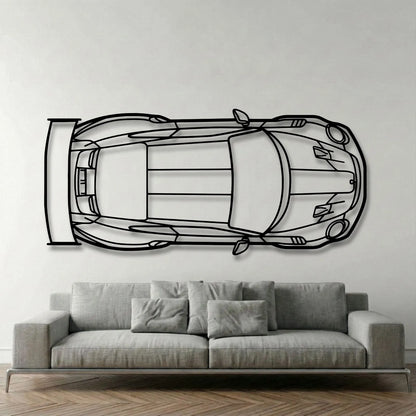 Porsche 911 GT2 RS Top View Metal Wall Art - DopeCars