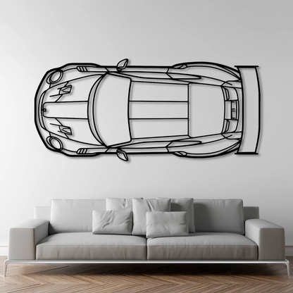 Porsche 911 GT2 RS Top View Metal Wall Art - DopeCars