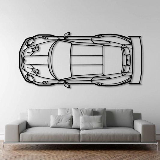 Porsche 911 GT2 RS Top View Metal Wall Art - DopeCars