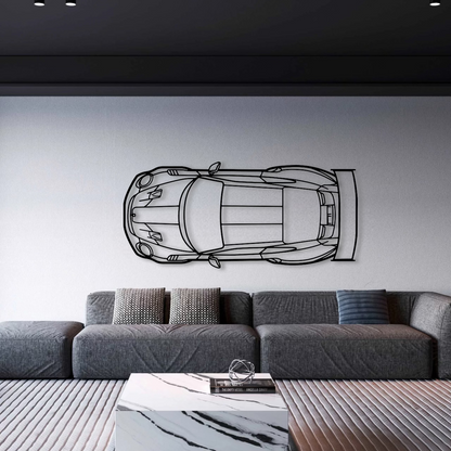 Porsche 911 GT2 RS Top View Metal Wall Art - DopeCars