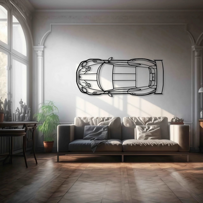 Porsche 911 GT2 RS Top View Metal Wall Art - DopeCars
