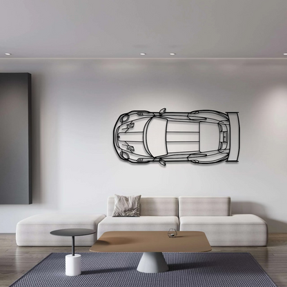 Porsche 911 GT2 RS Top View Metal Wall Art - DopeCars