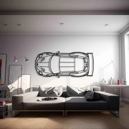 Porsche 911 GT2 RS Top View Metal Wall Art - DopeCars