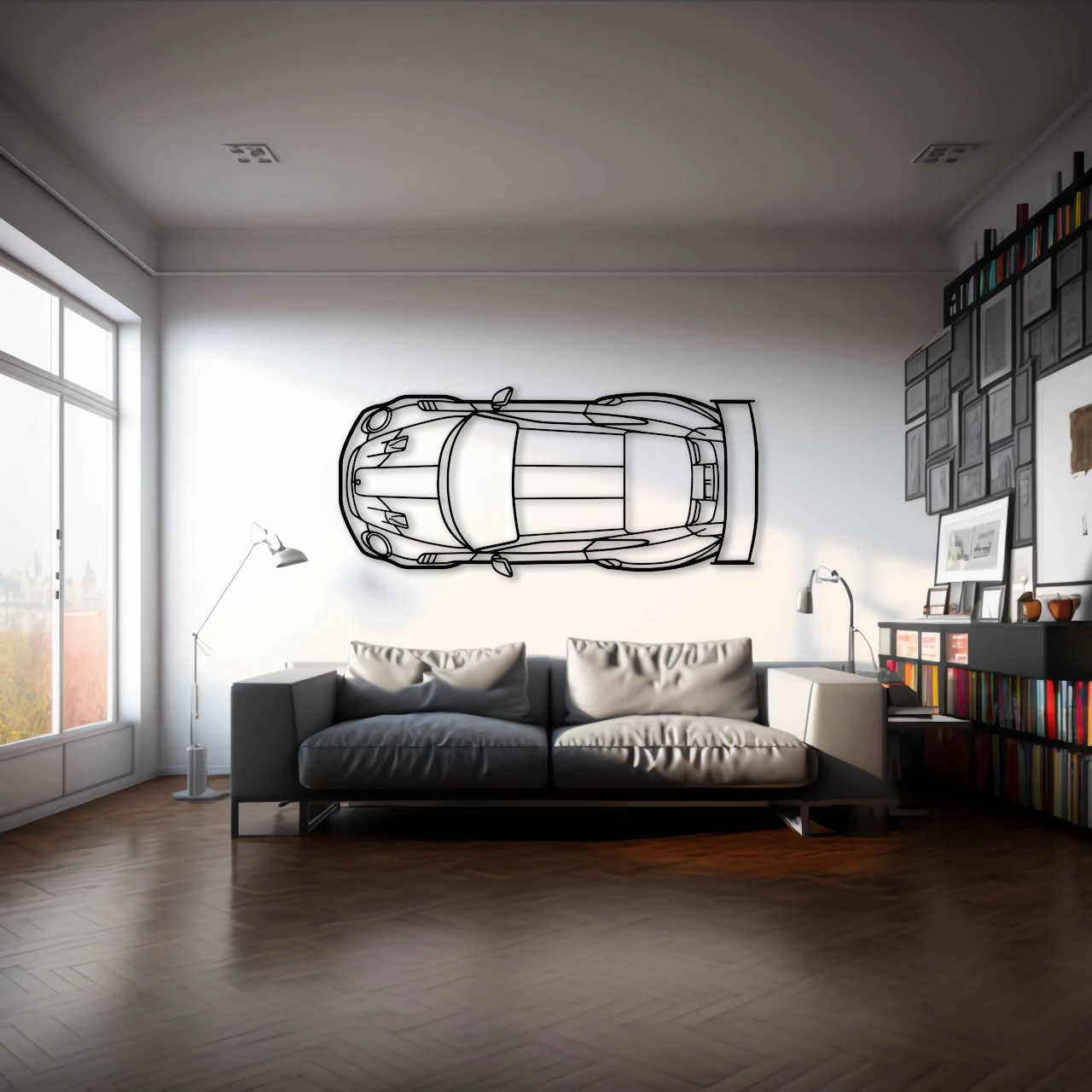 Porsche 911 GT2 RS Top View Metal Wall Art - DopeCars