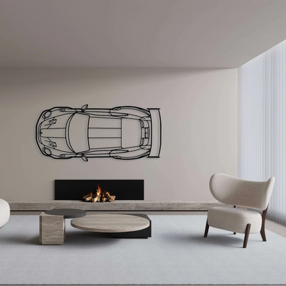 Porsche 911 GT2 RS Top View Metal Wall Art - DopeCars