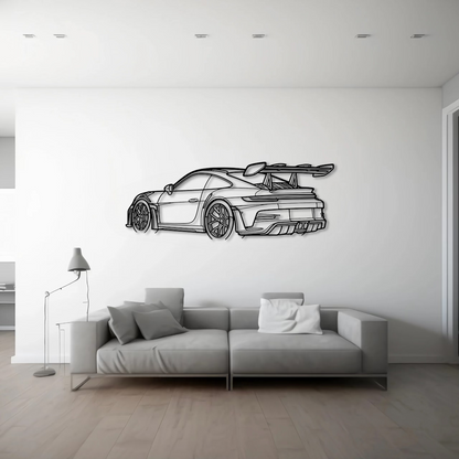 Porsche 911 (992) GT3 RS Back Angle Metal Wall Art - DopeCars