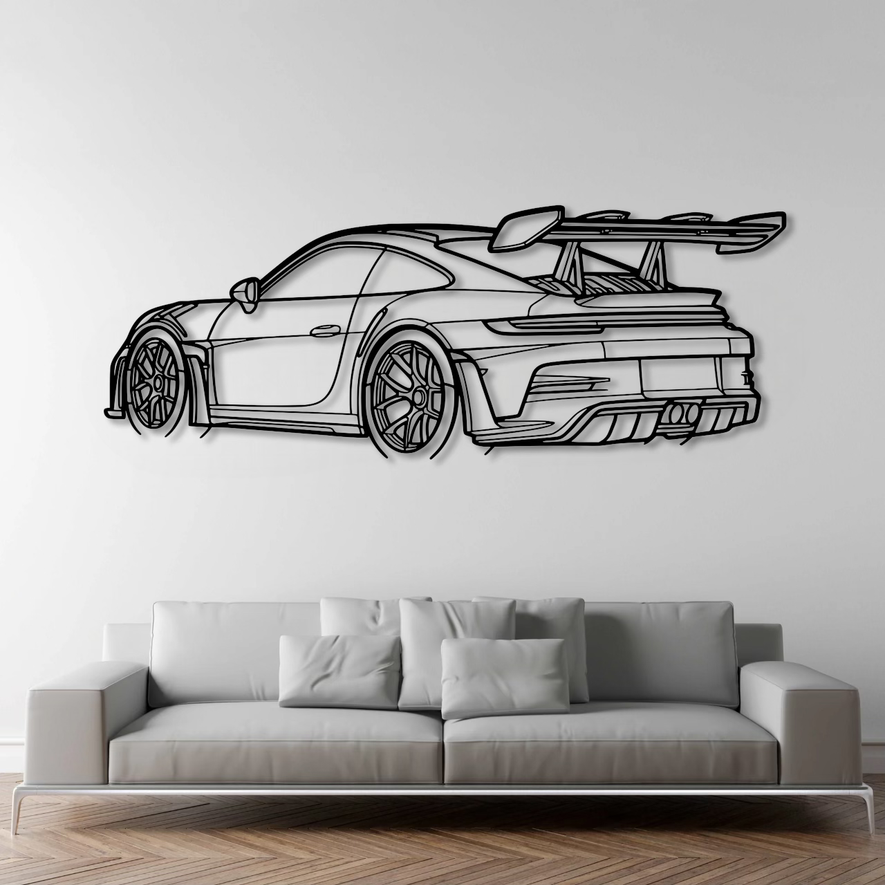 Porsche 911 (992) GT3 RS Back Angle Metal Wall Art - DopeCars