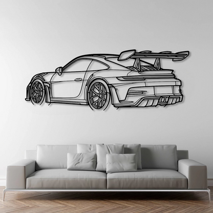 Porsche 911 (992) GT3 RS Back Angle Metal Wall Art - DopeCars