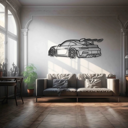 Porsche 911 (992) GT3 RS Back Angle Metal Wall Art - DopeCars