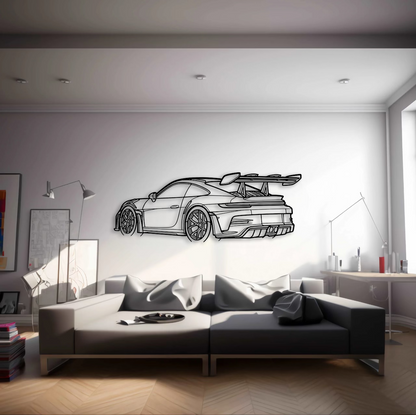 Porsche 911 (992) GT3 RS Back Angle Metal Wall Art - DopeCars