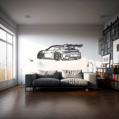 Porsche 911 (992) GT3 RS Back Angle Metal Wall Art - DopeCars