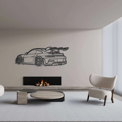 Porsche 911 (992) GT3 RS Back Angle Metal Wall Art - DopeCars