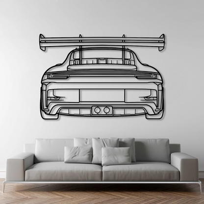 Porsche 911 (992) GT3 RS Back Metal Wall Art - DopeCars