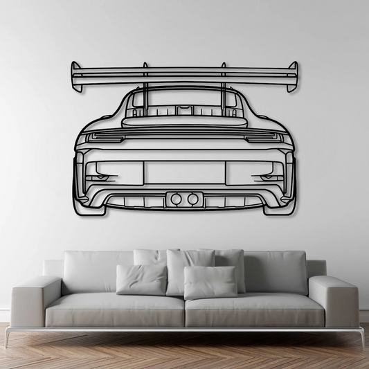 Porsche 911 (992) GT3 RS Back Metal Wall Art - DopeCars