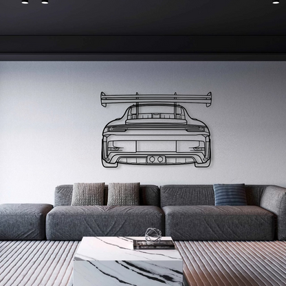 Porsche 911 (992) GT3 RS Back Metal Wall Art - DopeCars