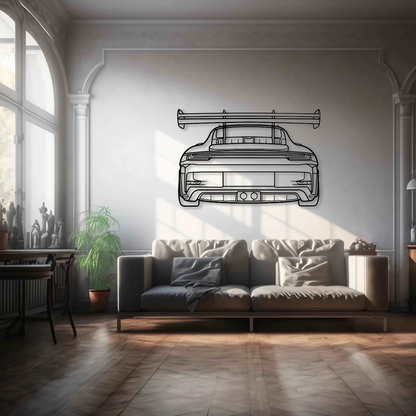 Porsche 911 (992) GT3 RS Back Metal Wall Art - DopeCars
