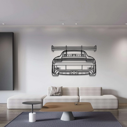 Porsche 911 (992) GT3 RS Back Metal Wall Art - DopeCars